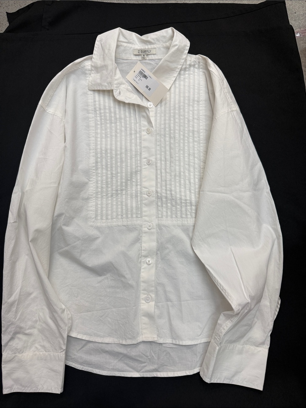 NWT Z Supply White Pintuck Front Button-Down Shirt
